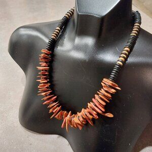 Women's Multi-Colors Shapes Wood Slats/Beads Statement Necklace - NWOT